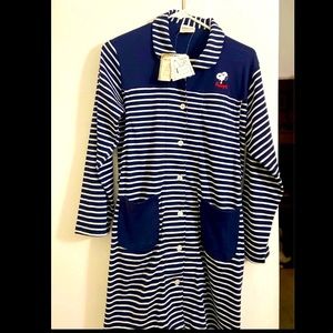 Snoopy stripes navy blue dress / pajama / long sweater nightgown pjs